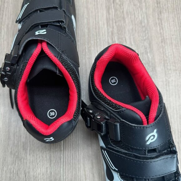 Peloton Cycling Shoes Mens Sz 6.5 Low Top Adjustable Hook & Loop Strap Black Red main image 8